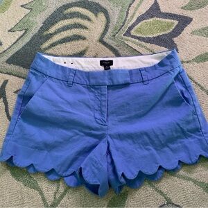 J Crew Blue Chambray Scalloped Bermuda Shorts Size 6